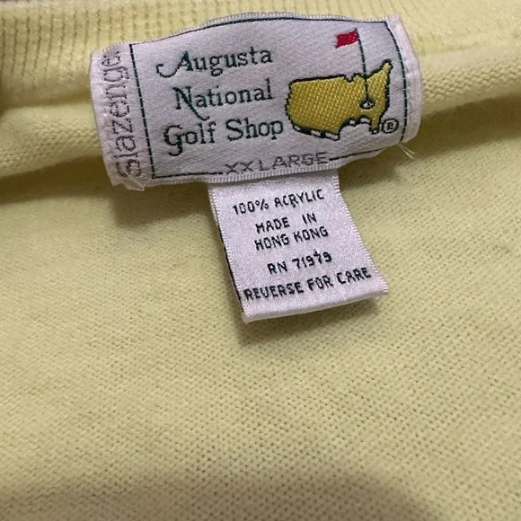 Men’s Vintage Augusta National Golf Shop Light Yellow V Neck Sweater Size XXL - Picture 4 of 5